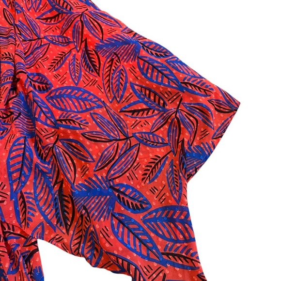 Alexis For Target Flowy Hem Leaf Print Dress Tie Shoulders Smocked Top Small - Picture 4 of 12